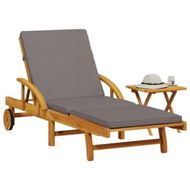 Detailed information about the product Sun Lounger with Cushion and Table Solid Wood Acacia