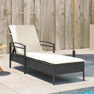 Detailed information about the product Sun Lounger with Cushion Black 63x200x81 cm Poly Rattan