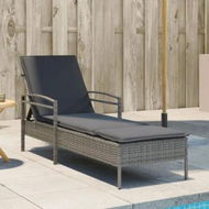 Detailed information about the product Sun Lounger with Cushion Grey 63x200x81 cm Poly Rattan