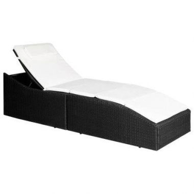 Sun Lounger With Cushion Poly Rattan Black