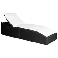 Detailed information about the product Sun Lounger With Cushion Poly Rattan Black