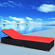 Detailed information about the product Sun Lounger With Cushion Poly Rattan Black