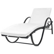 Detailed information about the product Sun Lounger With Cushion Poly Rattan Black