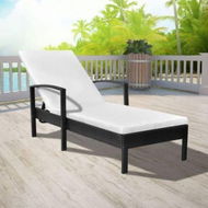 Detailed information about the product Sun Lounger With Cushion Poly Rattan Black