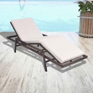 Detailed information about the product Sun Lounger With Cushion Poly Rattan Brown