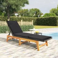 Detailed information about the product Sun Lounger with Cushion Poly Rattan&Solid Wood Acacia