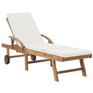 Detailed information about the product Sun Lounger With Cushion Solid Teak Wood Cream