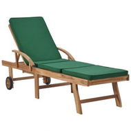 Detailed information about the product Sun Lounger With Cushion Solid Teak Wood Green