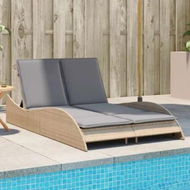 Detailed information about the product Sun Lounger with Cushions Beige 114x205x73 cm Poly Rattan