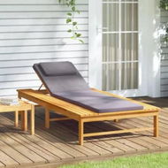 Detailed information about the product Sun Lounger with Dark Grey Cushion and Pillow Solid Wood Acacia