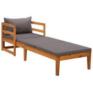 Detailed information about the product Sun Lounger With Dark Grey Cushions Solid Acacia Wood