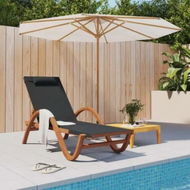 Detailed information about the product Sun Lounger with Pillow Grey Textilene and Solid Wood Poplar