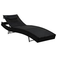 Detailed information about the product Sun Lounger With Pillow Poly Rattan Black