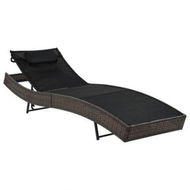 Detailed information about the product Sun Lounger With Pillow Poly Rattan Brown