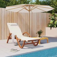 Detailed information about the product Sun Lounger with Pillow White Textilene and Solid Wood Poplar