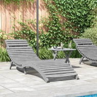 Detailed information about the product Sun Lounger with Table Grey Solid Wood Acacia