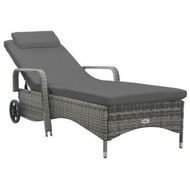 Detailed information about the product Sun Lounger With Wheels Poly Rattan Anthracite