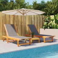 Detailed information about the product Sun Loungers 2 pcs Black Solid Wood Acacia and Textilene