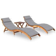 Detailed information about the product Sun Loungers 2 pcs with Table and Cushions Solid Wood Acacia