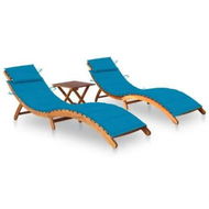 Detailed information about the product Sun Loungers 2 pcs with Table and Cushions Solid Wood Acacia