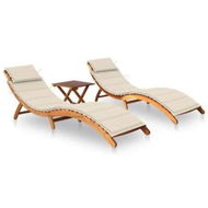 Detailed information about the product Sun Loungers 2 pcs with Table and Cushions Solid Wood Acacia