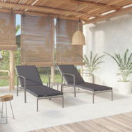 Detailed information about the product Sun Loungers 2 Pcs With Table Poly Rattan Grey