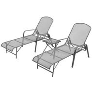 Detailed information about the product Sun Loungers 2 pcs with Table Steel Anthracite