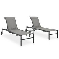 Detailed information about the product Sun Loungers 2 Pcs With Table Textilene And Steel