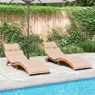 Detailed information about the product Sun Loungers with Cushions 2 pcs Beige Solid Wood Acacia