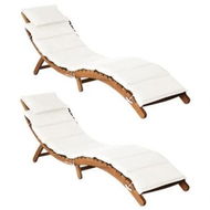 Detailed information about the product Sun Loungers with Cushions 2 pcs Cream White Solid Wood Acacia