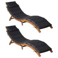 Detailed information about the product Sun Loungers with Cushions 2 pcs Dark Grey Solid Wood Acacia