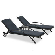 Detailed information about the product Sun Loungers With Table Poly Rattan Anthracite