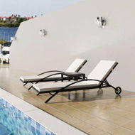 Detailed information about the product Sun Loungers With Table Poly Rattan Black