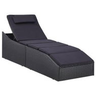 Detailed information about the product Sunbed With Cushion Poly Rattan Black