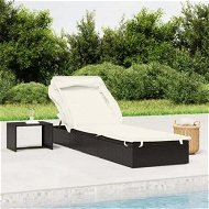 Detailed information about the product Sunbed with Foldable Roof Black 213x63x97 cm Poly Rattan