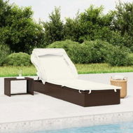 Detailed information about the product Sunbed With Foldable Roof Brown 213x63x97 Cm Poly Rattan