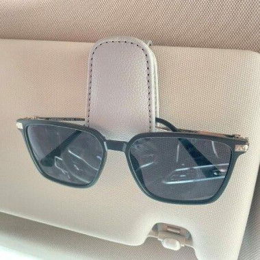 Sunglasses Holders For Car Sun Visor Magnetic Leather Glasses Eyeglass Hanger Clip For Car Ticket Card Clip Eyeglasses Mount Car Visor Accessories (Grey)