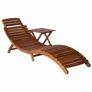 Detailed information about the product Sunlounger With Table Solid Acacia Wood Brown