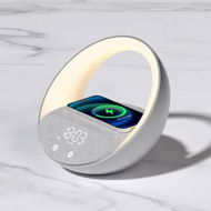 Detailed information about the product Sunrise Simulation Wake Up Night Light, 15W Fast Wireless Charging Alarm Clock for Bedroom, Bluetooth Stereo Sound Speaker, USB Charger Port (Grey)