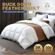 Detailed information about the product Super King Quilt Duvet Duck Feather Down Winter Bedding Bed Comforter 500GSM Breathable Lightweight White 240x270cm Cotton Cover