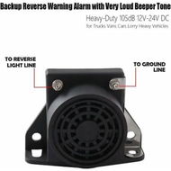 Detailed information about the product Super Loud 107dB Waterproof Reverse Car Backup Alarm for Industrial Heavy-Duty Vehicles (12V-24V DC)