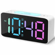 Detailed information about the product Super Loud Alarm Clock for Heavy Sleepers,Digital Clock with 7 Color NightLight,Adjustable Volume,Dimmer,Small Clocks for Bedrooms,Ok to Wake Up for Kids,Teens (White+RGB)