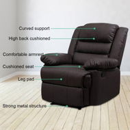 Detailed information about the product Super Soft PU Leather High Density Foam 135 Recliner Armchair With Adjustable Footrest.