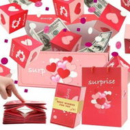 Detailed information about the product Surprise Gift Box Explosion for Money,Unique Folding Bouncing Red Envelope Gift Box with Confetti,Cash Explosion Luxury Gift Box for Birthday Anniversary Valentine Proposal (15 Bounces,Pink)