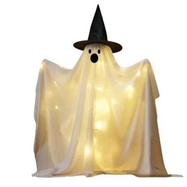 Surprised Hooded Ghost with Flashing Lights Ideal For Halloween Night Decorations And Festive Scenes