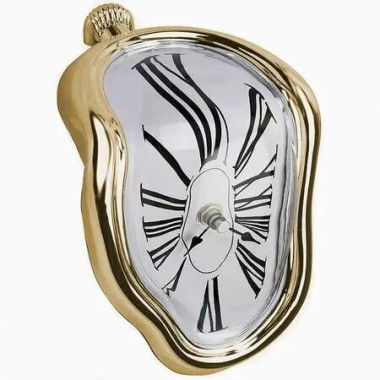 Surreal Timepiece Melting Clock Inspired by Salvador Dali's Artwork, a Unique Decorative Gift for Home or Office (Rome Gold)