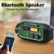 Detailed information about the product Survival Solar Hand Crank Weather Radio with Solar Panel for Outdoor Multifunctional Equipment with Wireless Bluetooth Speaker for Home,Hiking,Travel