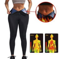 Detailed information about the product Sweat Sauna Pants Body Shaper Shorts Weight Loss Slimming Shapewear Women Waist Trainer Tummy Workout Hot Sweat Leggings Fitness Blue 3-point Pants Size S/M.