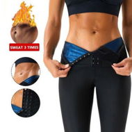Detailed information about the product Sweat Sauna Pants Body Shaper Shorts Weight Loss Slimming Shapewear Women Waist Trainer Tummy Workout Hot Sweat Leggings Fitness Blue 3-point Pants Size XXL/3XL.