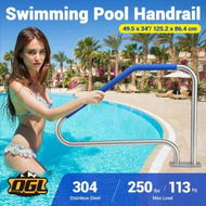 Detailed information about the product Swimming Pool Handrail Steps Stairs Railing Banister Stainless Steel Grab Bar Safety Handle 110cm Grip Cover Base Plate Inground Pools 125.2x86.4cm